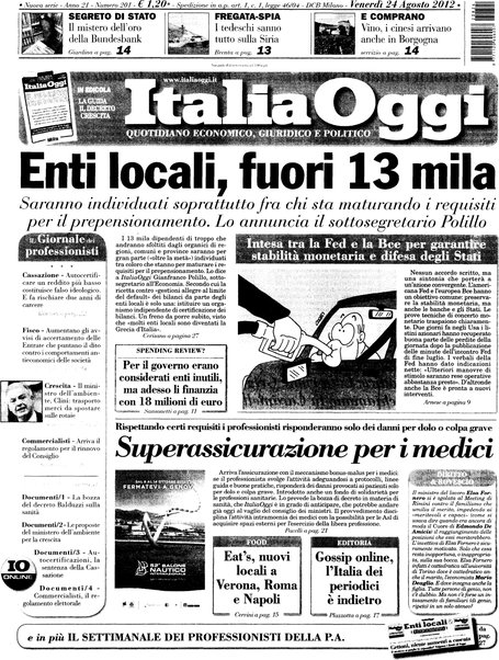 Italia oggi : quotidiano di economia finanza e politica